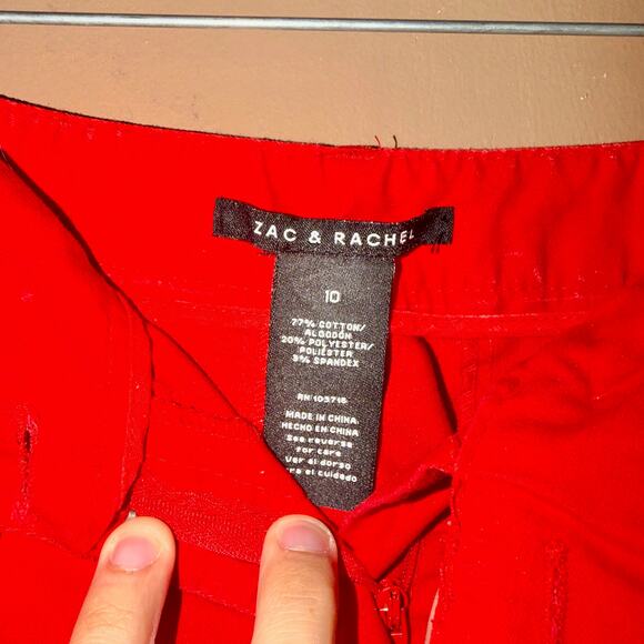Zac & Rachel Women's Capri Red Flat Front Pants - Size 10 - Picture 2 of 7